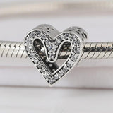 Bead Sparkling Heart Charm Bracelet Bangle