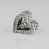 Bead Sparkling Heart Charm Bracelet Bangle