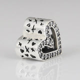 Bead Sparkling Heart Charm Bracelet Bangle