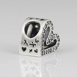Bead Sparkling Heart Charm Bracelet Bangle