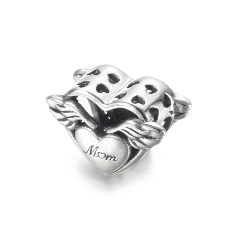 Bead Angel Wing Mum Charm Bracelet Bangle DIY Jewelry