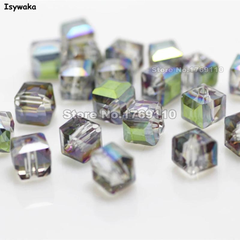 100pcs 6mm Light Green Square Austria Crystal Beads for DIY Jewelry Making