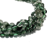 Sea Grass Green Ghost Crystal Quartz Round Stone Beads 15''