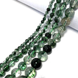 Sea Grass Green Ghost Crystal Quartz Round Stone Beads 15''
