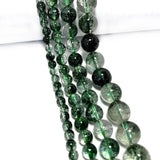 Sea Grass Green Ghost Crystal Quartz Round Stone Beads 15''