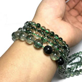 Sea Grass Green Ghost Crystal Quartz Round Stone Beads 15''