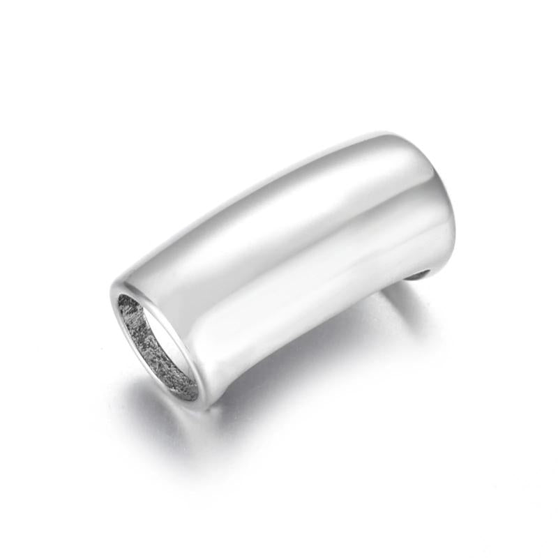 Curved Tube Beads Stainless Steel Hole 8mm Slide Charms Bracelet DIY Supplies