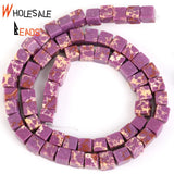 6mm Colorful Sea Sediment Jaspers Cube Spacer Beads 15''