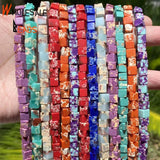 6mm Colorful Sea Sediment Jaspers Cube Spacer Beads 15''