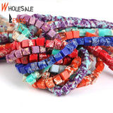 6mm Colorful Sea Sediment Jaspers Cube Spacer Beads 15''