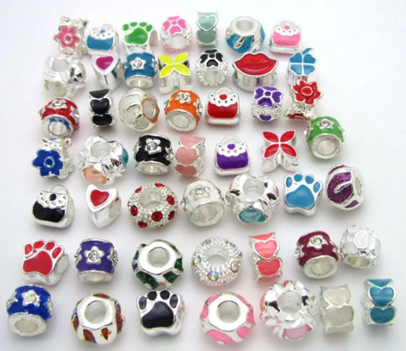 20pcs Mix European Charms Flower Heart Spacer Beads for Bracelets