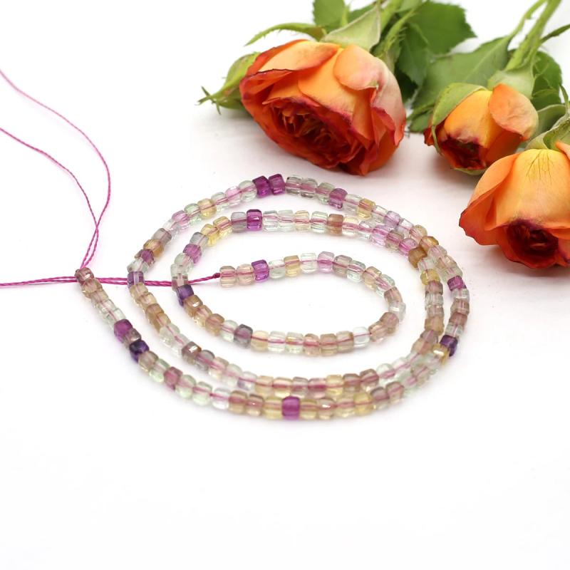 Faceted Natural Fluorites Beads Square Shape Agates Loose Stone Beaded