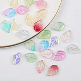 50pcs Open Leaves Lampwork Beads Transparent Glass Beads For Jewelry Making