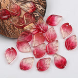 50pcs Open Leaves Lampwork Beads Transparent Glass Beads For Jewelry Making