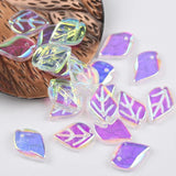 50pcs Open Leaves Lampwork Beads Transparent Glass Beads For Jewelry Making