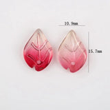 50pcs Open Leaves Lampwork Beads Transparent Glass Beads For Jewelry Making