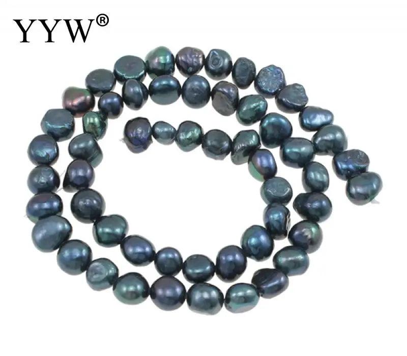 6-7mm Natural Freshwater Pearl Beads Dark Green Baroque Pearl Loose Beads