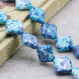 14mm Hot Riverstones Rain Flower Rainbow Stones Gems Diagonal Square