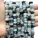Rutilated Quartz Irregular Wheel Faceted Stone Beads 6-11MM
