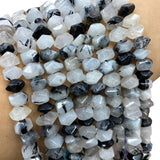Rutilated Quartz Irregular Wheel Faceted Stone Beads 6-11MM