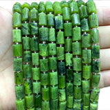 Natural Green Jaspers Cylinder Spacer Beads 15''