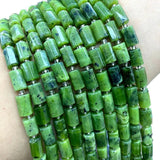 Natural Green Jaspers Cylinder Spacer Beads 15''