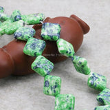 14mm Green Riverstones Diagonal Square Loose DIY Beads