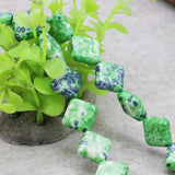 14mm Green Riverstones Diagonal Square Loose DIY Beads