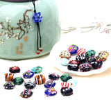 6 Pcs Oval Engraved Vintage Style Glass Beads DIY Jewelry Making
