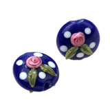 6 Pcs Oval Engraved Vintage Style Glass Beads DIY Jewelry Making