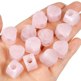 5pcs Rose Quartz Heart Shape Charms Big Hole Beads 14x14mm