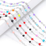 2M Stainless Steel Enamel Link Cable Flat Chains DIY Necklace Bracelet Findings
