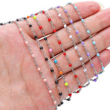 2M Stainless Steel Enamel Link Cable Flat Chains DIY Necklace Bracelet Findings