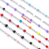 2M Stainless Steel Enamel Link Cable Flat Chains DIY Necklace Bracelet Findings