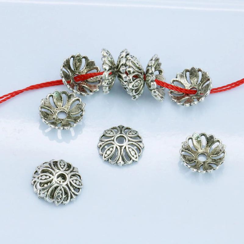 5PCS 10x3mm Flower End Caps Beads Spacer Findings for Necklace Bracelet