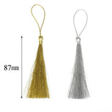50pcs 120mm Silver Tassels Cotton Silk Earrings Charm Pendant Earring Satin