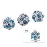 20pcs Mixed Rhinestone Ball Shape Beads Silver Plated Crystal Spacer DIY Jewelry