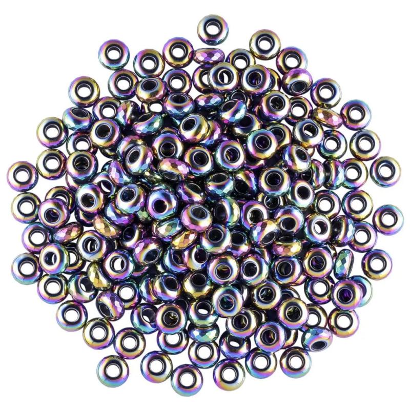 10pcs Rainbow Faceted Big Hole Beads for Bracelet Making