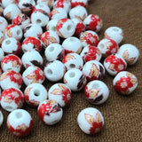 50pcs 8mm Ceramic Beads Flower Porcelain Spacer Round Loose Beads