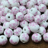 50pcs 8mm Ceramic Beads Flower Porcelain Spacer Round Loose Beads