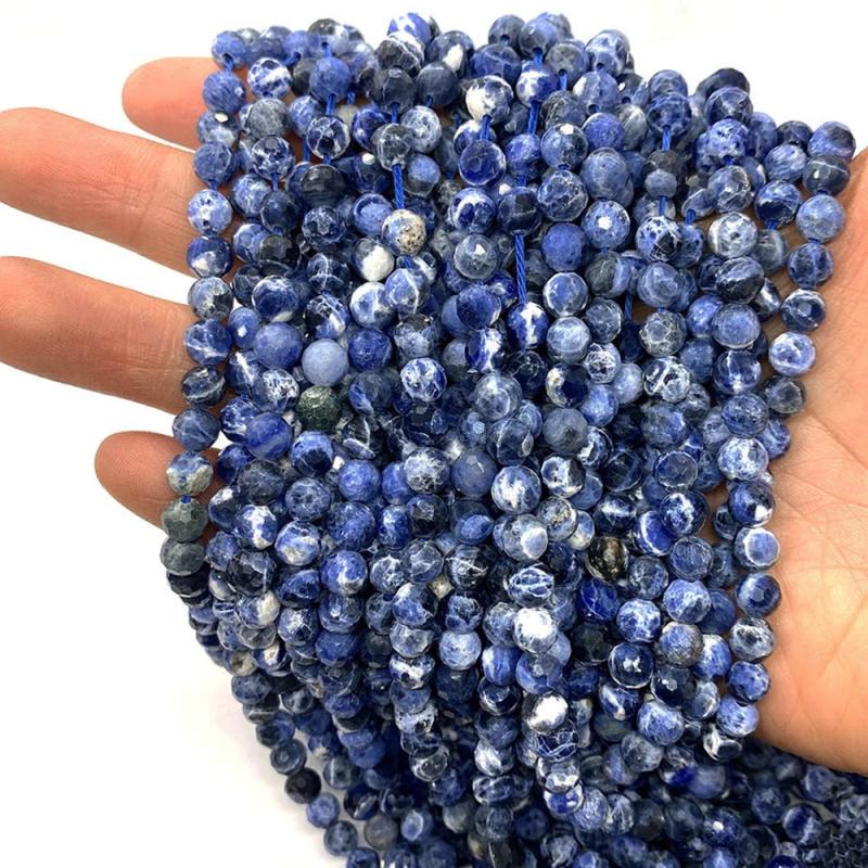 Sodalite Sapphire Faceted Round Beads for Jewelry Making