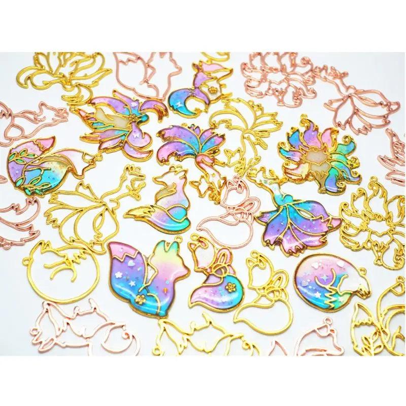 10Pcs Smart Fox Animal Pendant UV Resin Craft Jewelry Making
