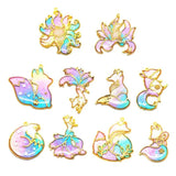 10Pcs Smart Fox Animal Pendant UV Resin Craft Jewelry Making