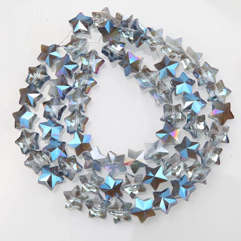 30PCS Shining Stars Beads Faceted Stars Charms Pendants DIY Jewelry Making