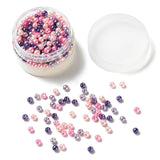 300pcs Christmas Glass Pearl Round Beads 6~7mm Mix