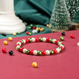 300pcs Christmas Glass Pearl Round Beads 6~7mm Mix