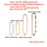 10Pcs Safety Pins Brooch Blank Base Brooch Pins 3/5 Rings Jewelry Pin