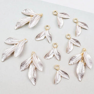 10 PCS Enamel Leaf Charms Pendant for DIY Jewelry Making