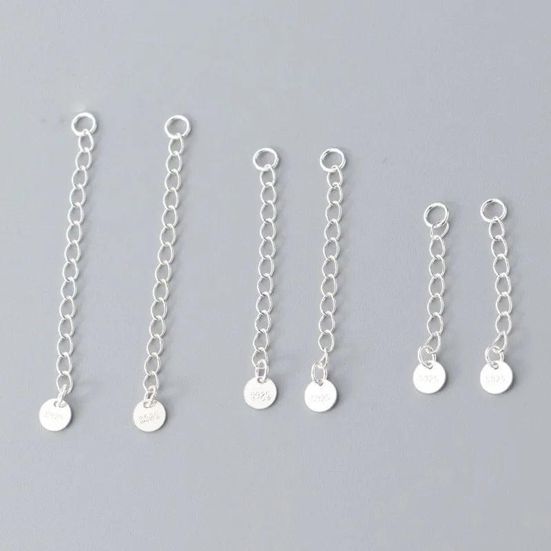 2pcs 925 Sterling Silver Extension Chains for DIY Jewelry