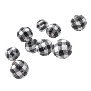 100 Round Wood Beads Decorative Waterproof Plaid Natural Kids